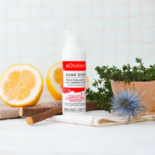 Load image into Gallery viewer, Product image with half a lemon, Rosemary, Liquorice sticks/wood with oOlution's Game Over Anti-blemish cream serum.
